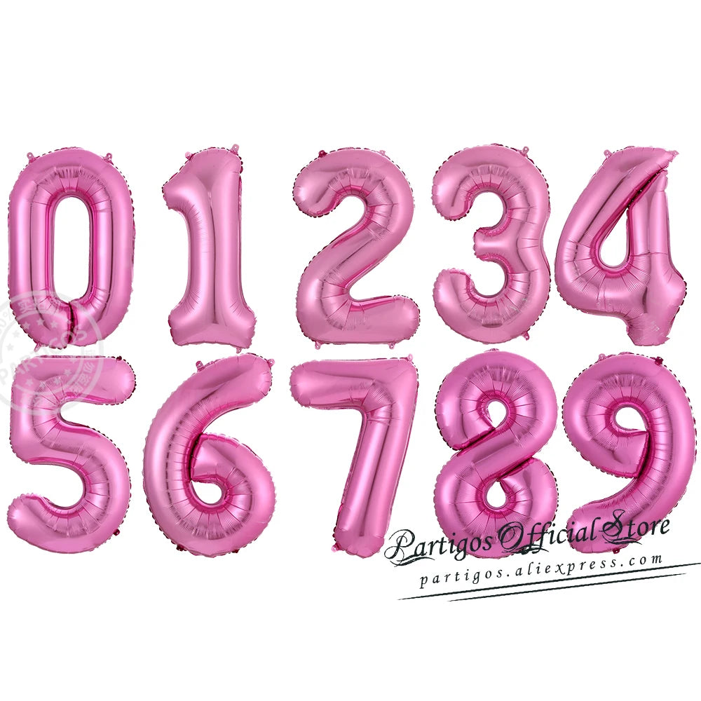 PartyPro Roségold Zahlenballons - Set 10 Stück 16 30 40Zoll