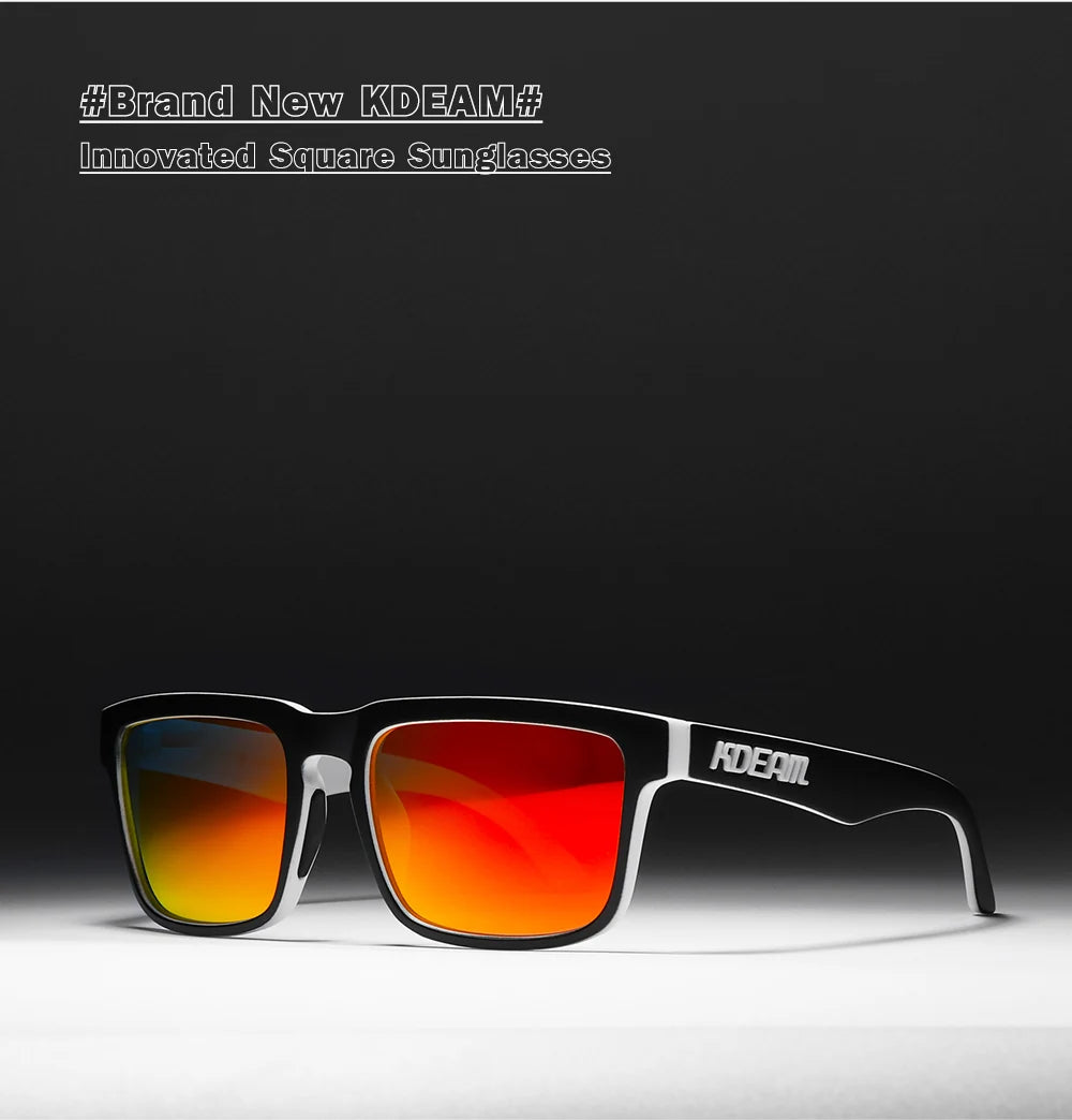 KDEAM Herren Polarisierte Sonnenbrille Quadratisch Casual Outdoor Sonnen Brille Frauen Unisex Sonnenbrille für Paare mit Neuer Verpackung