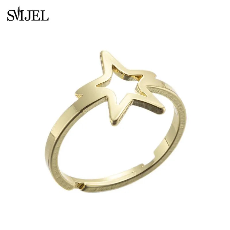 New Punk Geometric Ring for Men Women Exaggerated Stainless Steel Jewelry Opening Adjustable Ring Anillo Hombre Bijoux 2021 Gift