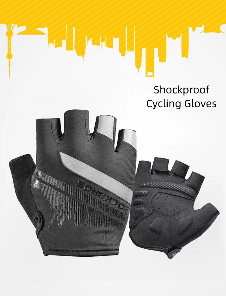 ROCKBROS Radfahrrhandschuhe Halbfinger Schockresistent Abriebfest Atmungsaktiv MTB Straßenfahrrad Handschuhe Männer Frauen Sportfahrrad Ausrüstung