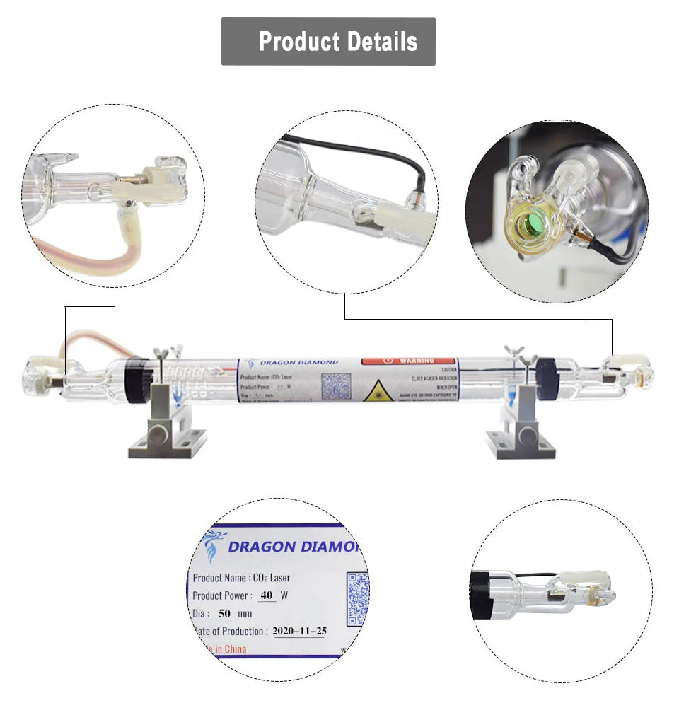 Dragon Diamond CO2 Laser Röhre Wasserkühlung-40W 50mm 700mm