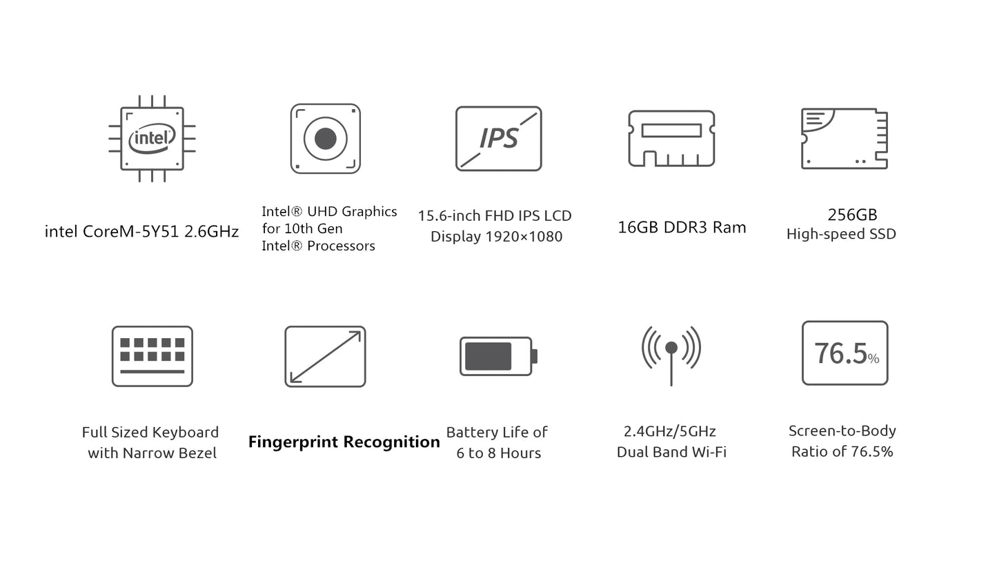 Nova Notebook Core M-5Y51 - 16GB RAM 256GB SSD 15,6 Zoll