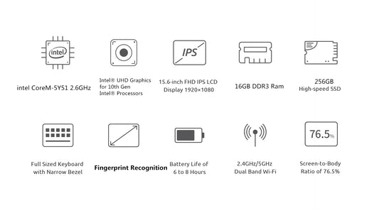Nova Notebook Core M-5Y51 - 16GB RAM 256GB SSD 15,6 Zoll