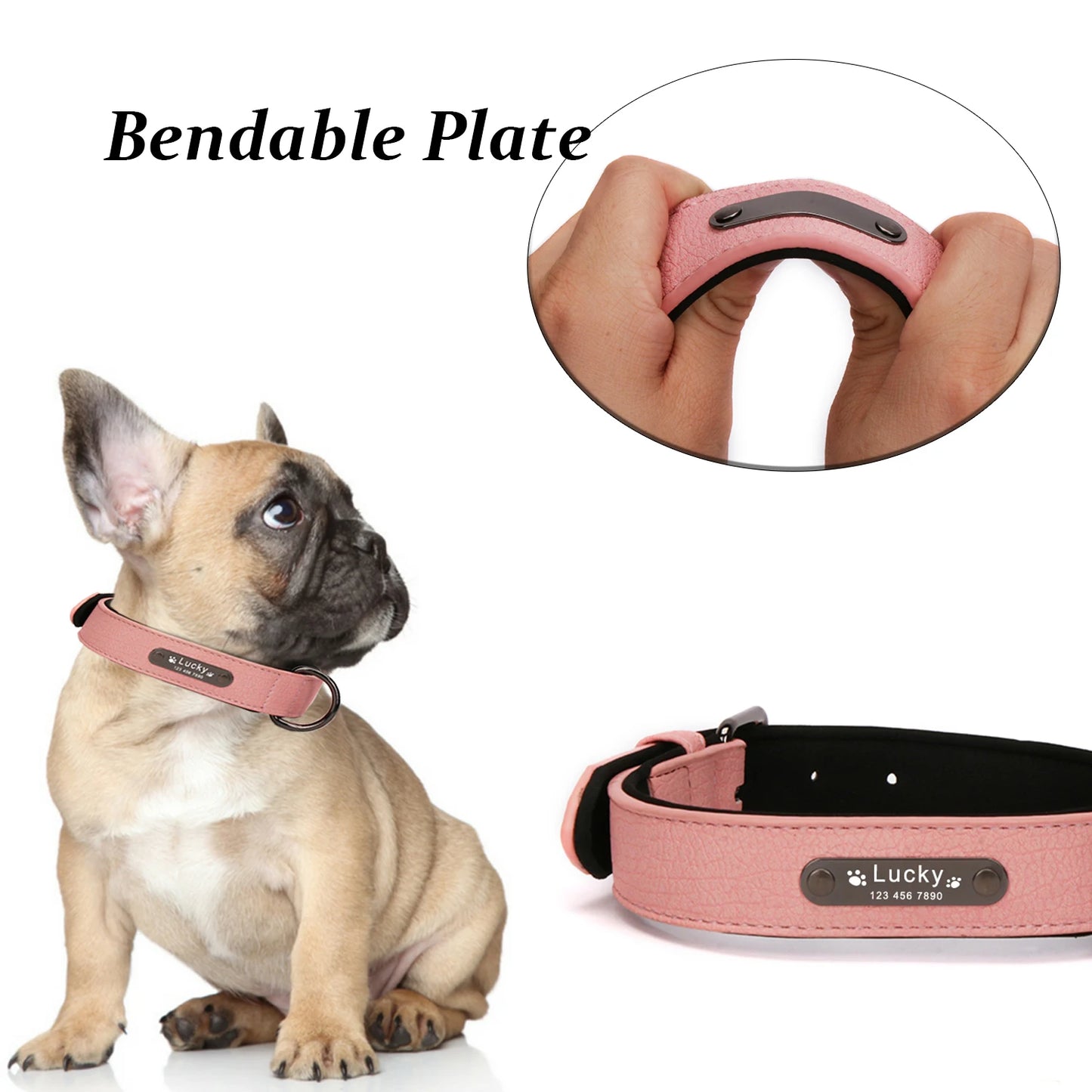 Anpassen Luxus Große Kleine Big Hund Halsband Leder Personalisiert, Breit Leder Personalisiert Halsband für Hunde Name Graviert