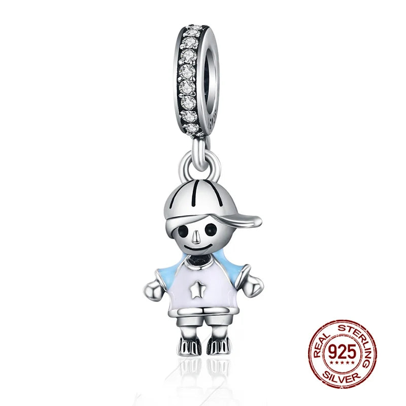 WOSTU 925 Sterling Silber Anhänger 2025: Frauen Junge Mädchen Haustier Kamera Biene AAA Cubic Zirkonia - Kaffee Marienkäfer Perlen DIY Original Armband 1.9g