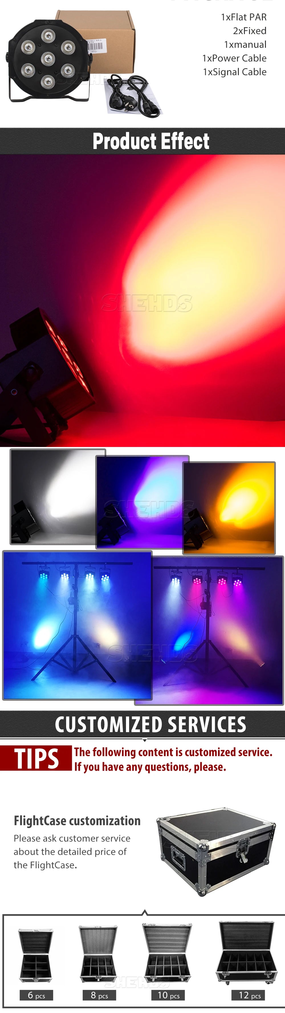SHEHDS 1pcs LED Par 7X18W RGBWA+UV/7X12W RGBW Beleuchtung für DJ Disco Theater Hochzeit Weihnachten Lichter Konzert