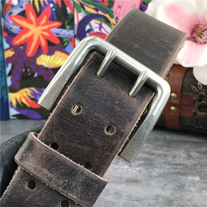 Herren Ledergürtel 2025 - Super Wide 4.2CM Luxury Thick Genuine Leather Double Buckle