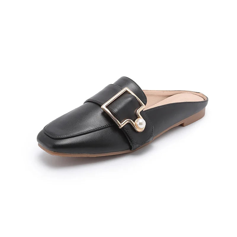 Damen Slipper 2025 - Mode Leder Loafer Ohne Absatz - Slip-On Sommer Outdoor Leichte Walking Schuhe