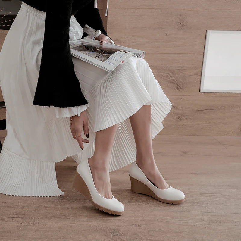 Diane Lockhart Keilabsatz Komfortabel - 7cm Absatz Weiß