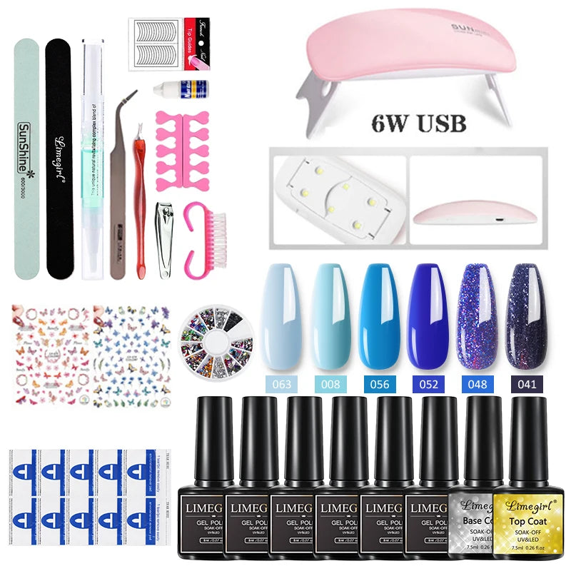Manicures Set UV LED Lamp Dryer With 12/6 pcs Nail Set Gel Polish Kit Soak Off Manicure Tools Set electric Nail drill Nail Tools