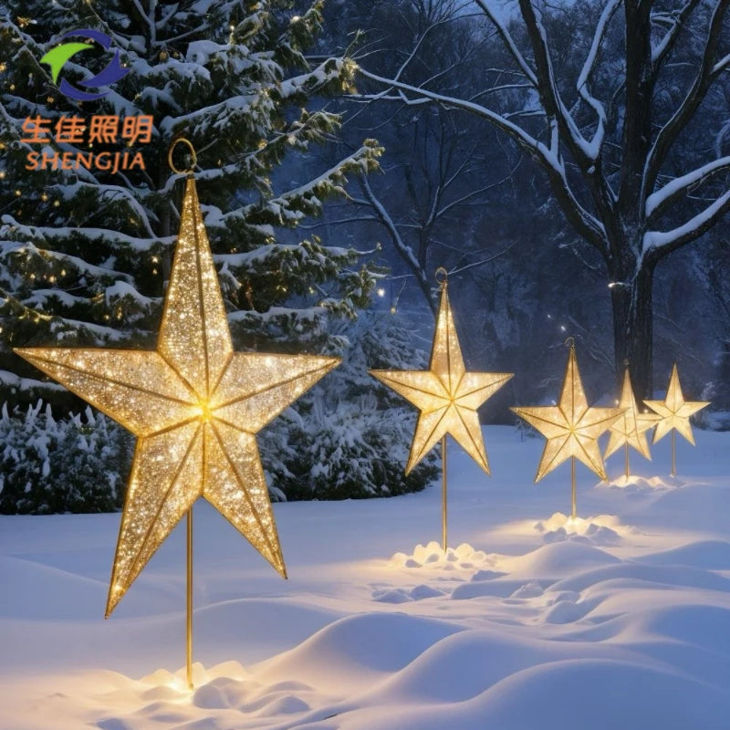 Hot Sale New Year's Day Christmas Wedding Party Outdoor Indoor IP65 Waterproof Energy Saving 3D LED Multi-color Huge Star Motif