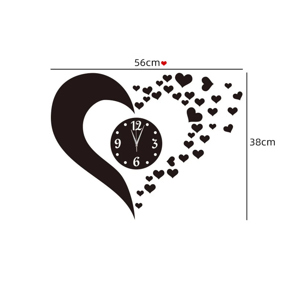 Nordic Creative DIY Acrylic Mirror Love Combination Wall Clock Living Room Bedroom Decoration Fashion Personality Watch
