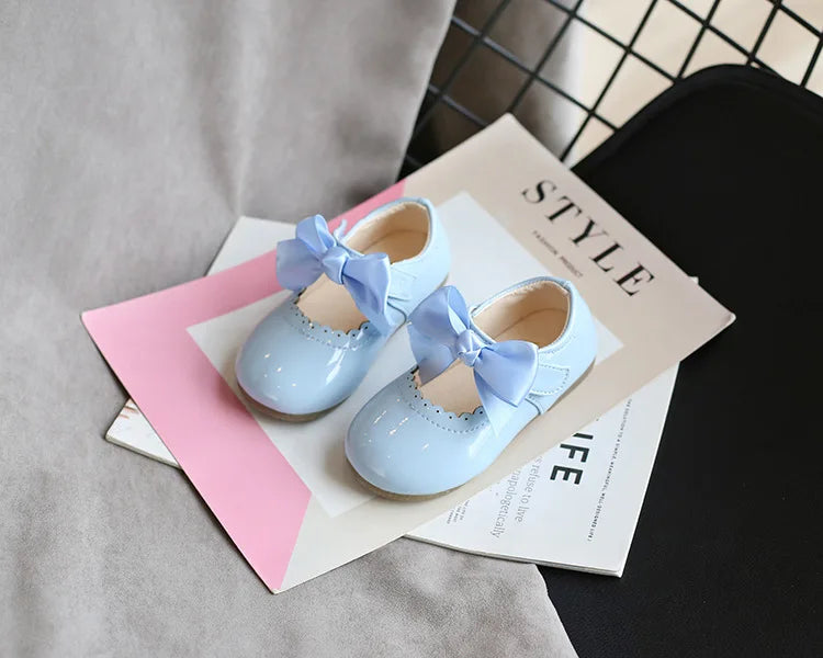 Baby Prinzessin Mädchen Schuhe 2025 - Frühling Herbst Süße Schleife Lackleder - Tanzschuhe Erste Laufschuhe Kinder