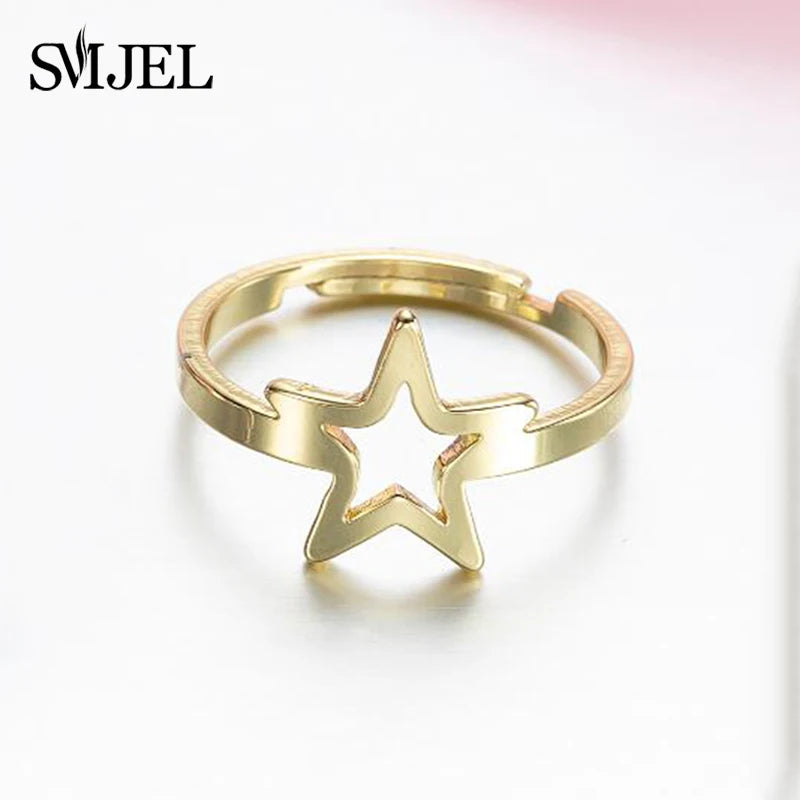 New Punk Geometric Ring for Men Women Exaggerated Stainless Steel Jewelry Opening Adjustable Ring Anillo Hombre Bijoux 2021 Gift