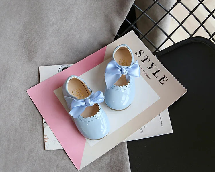 Baby Prinzessin Mädchen Schuhe 2025 - Frühling Herbst Süße Schleife Lackleder - Tanzschuhe Erste Laufschuhe Kinder