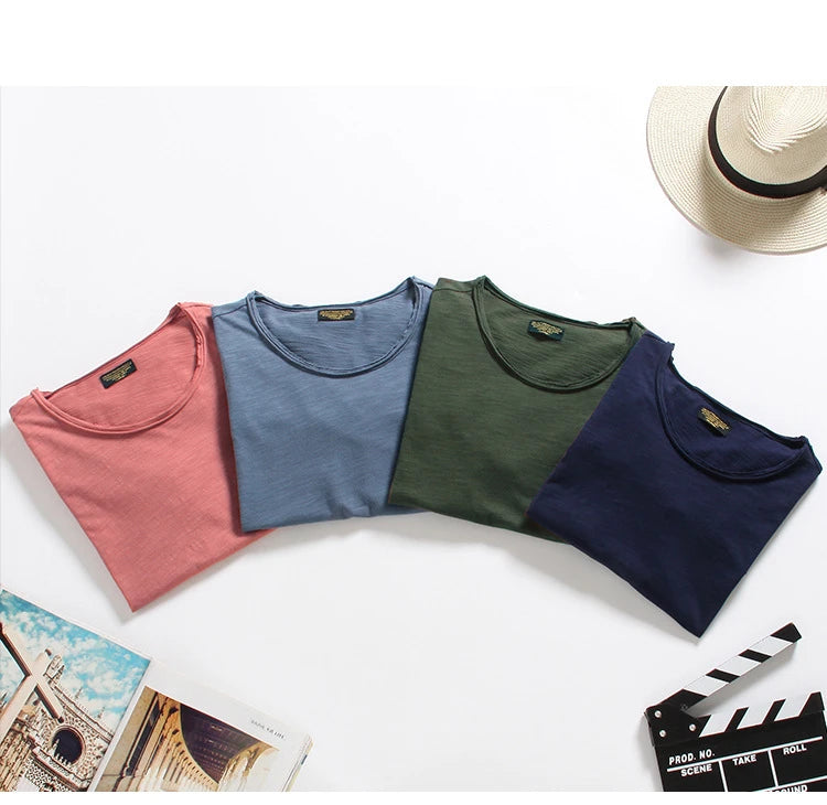 AIOPESON T-Shirt Casual Leicht - 100% Baumwolle Kurzarm