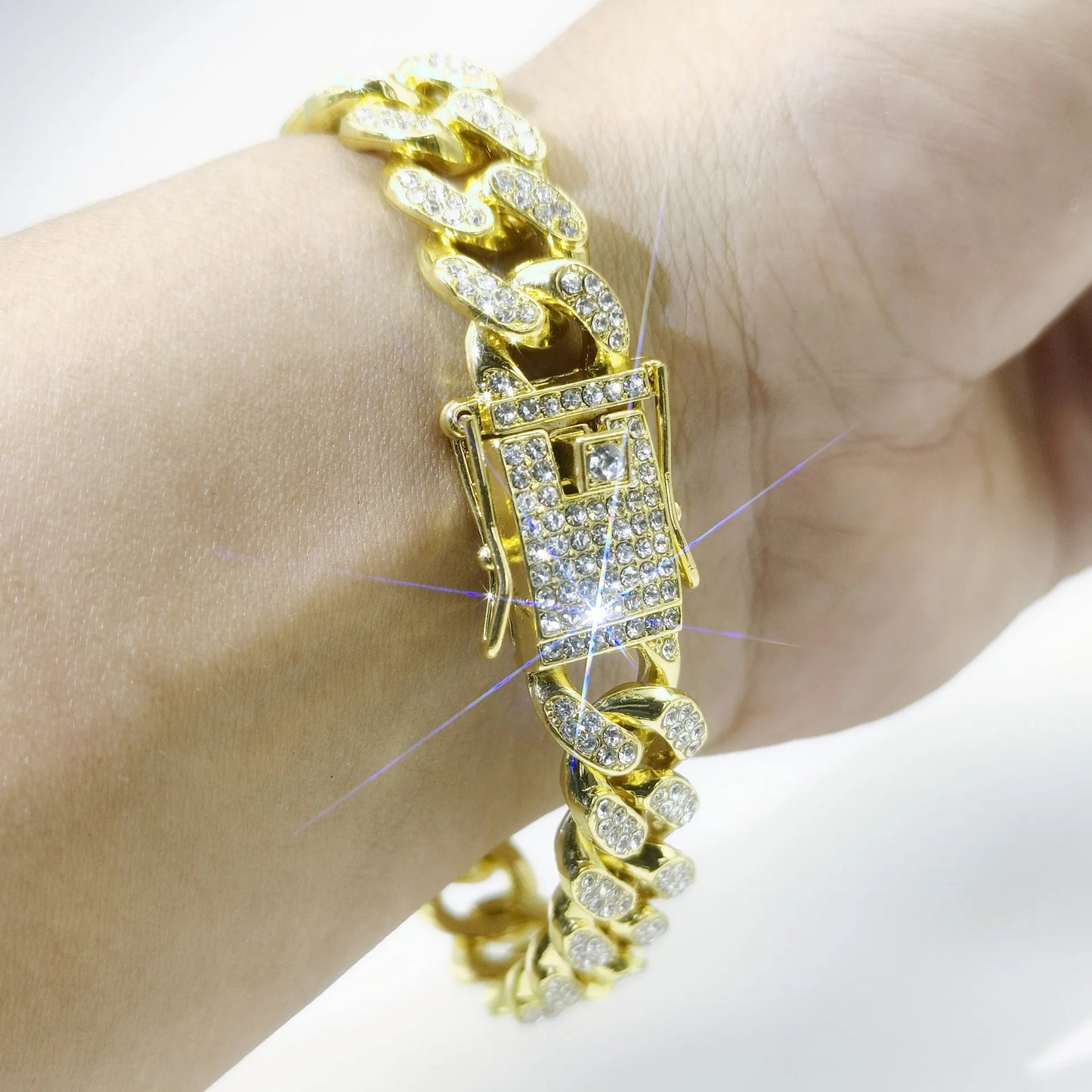 Luxus Mode Punk Strass Armband Für Frauen Männer Hiphop Cuban Link Armbänder Einfach Design Golden Silber Farbe Schmuck Geschenk