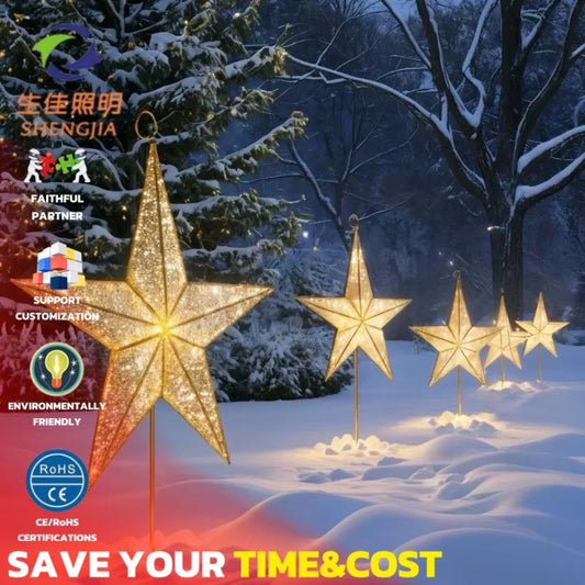 Hot Sale New Year's Day Christmas Wedding Party Outdoor Indoor IP65 Waterproof Energy Saving 3D LED Multi-color Huge Star Motif