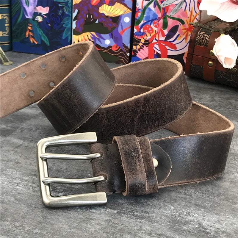 Herren Ledergürtel 2025 - Super Wide 4.2CM Luxury Thick Genuine Leather Double Buckle