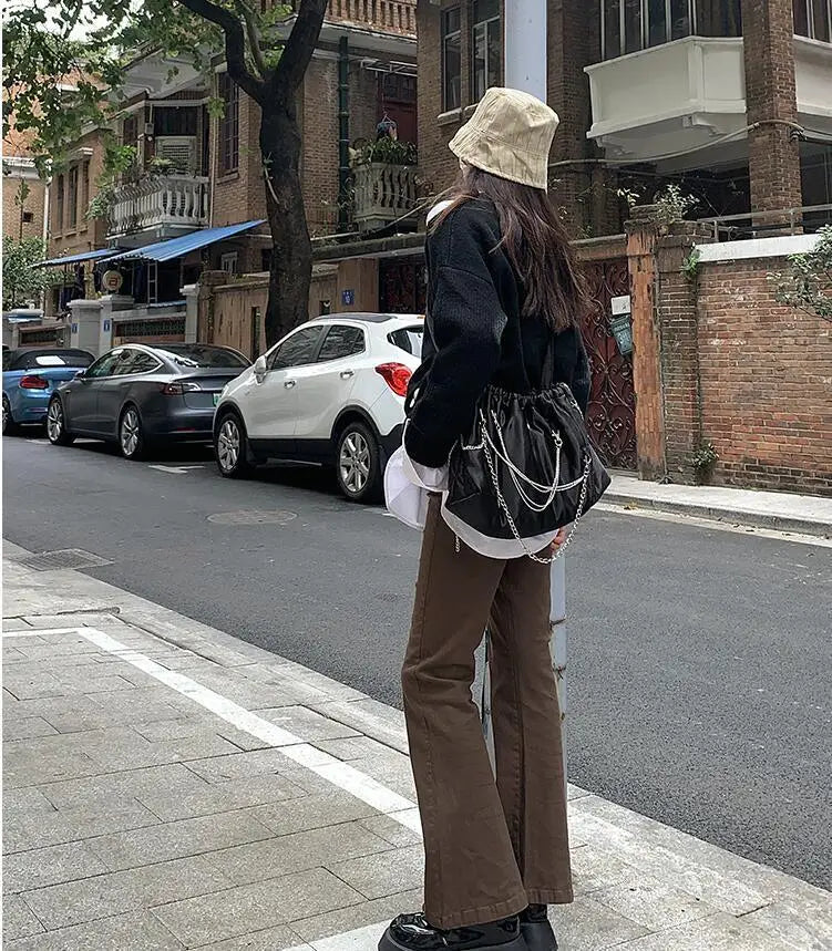 Damen Jeans 2025 - Brown Denim Fashion All-match Boot Cut Korean Style Street