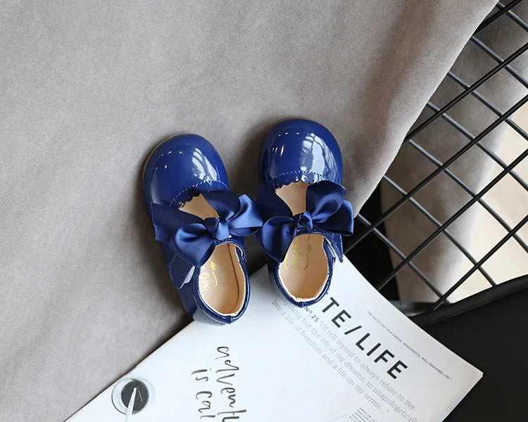 Baby Prinzessin Mädchen Schuhe 2025 - Frühling Herbst Süße Schleife Lackleder - Tanzschuhe Erste Laufschuhe Kinder