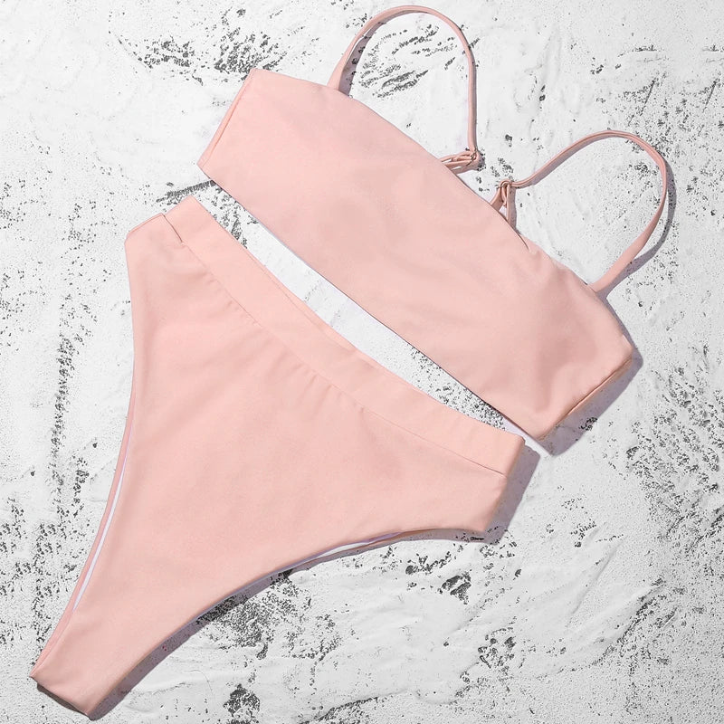 Bikini-Set: ZTVitality Elegant Bikinis Solid Push Up - Gepolstert BH Träger High Waist Schwimmanzug Damen Schwimmbekleidung Frauen Biquini Collection