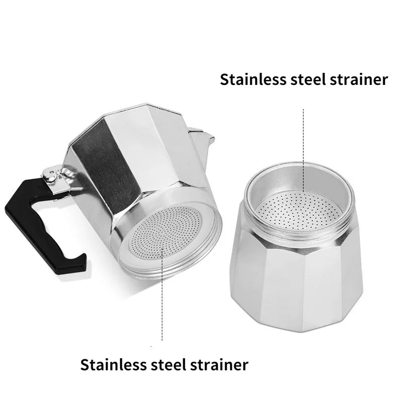 Moka Pot Italian Coffee Machine Espresso Aluminum Geyser Coffee Maker Kettle Latte Stove Classic Coffee Barista Accessories600ml