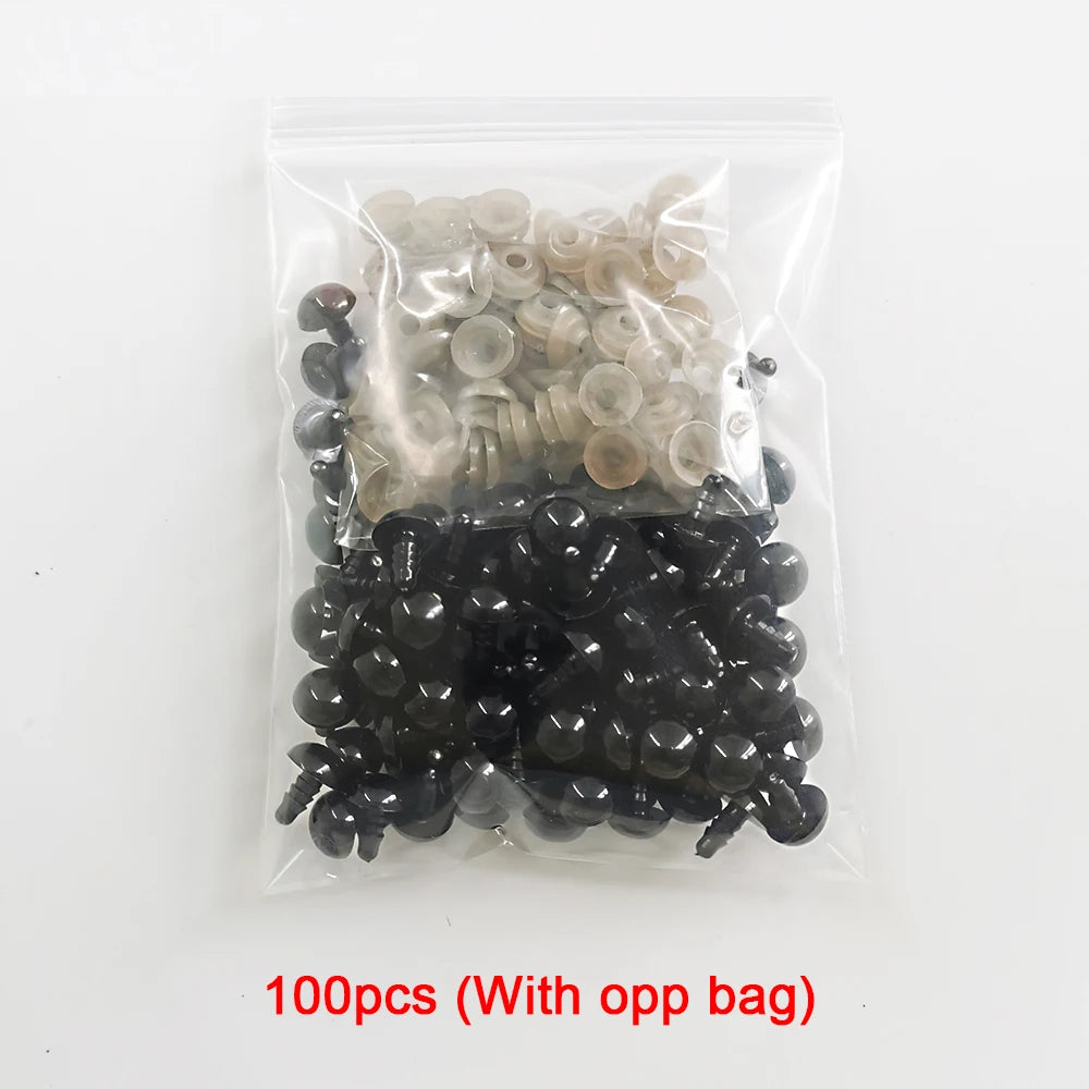 Amigurumi Sicherheitsaugen Set - 100 Stk 6-12 mm Schwarz