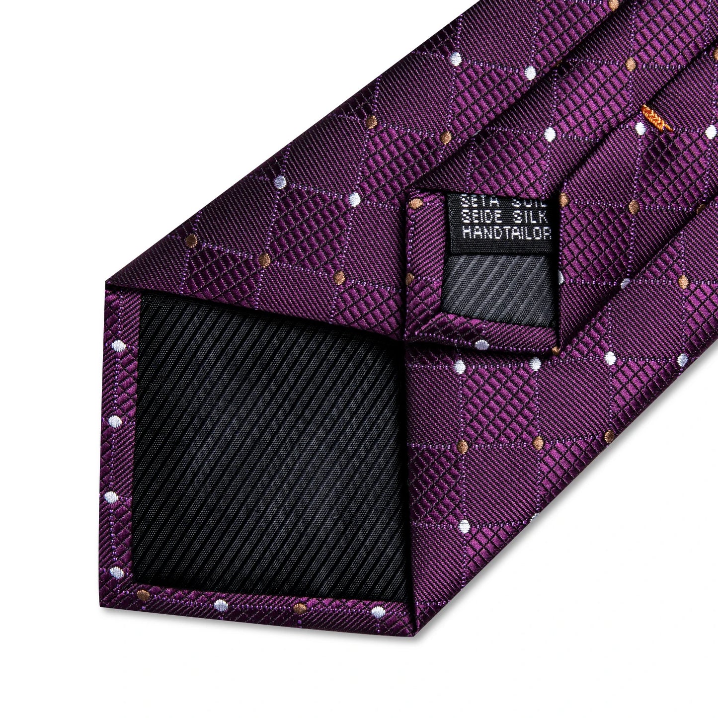 Purple Plaid Dot Men's Ties Pocket Square Cufflinks Business Wedding Accessoires Neck Tie Gift For Men Cravat Silk Tie DiBanGu