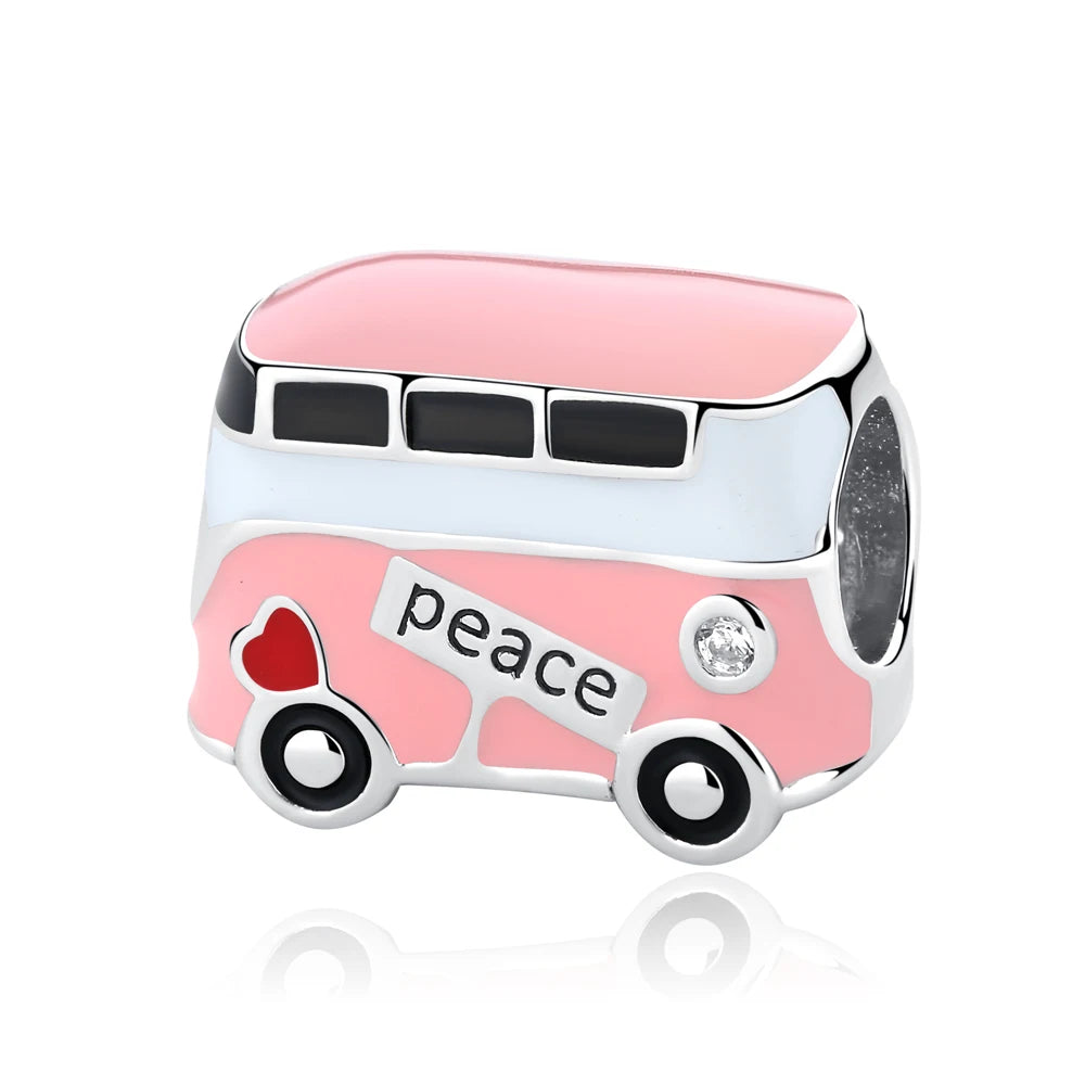 Originale 925 Sterling Silber Charms Liebe Reise London Bus Koffer Paris Perlen passen für Pan Armbänder Halsketten Frauen DIY Schmuck