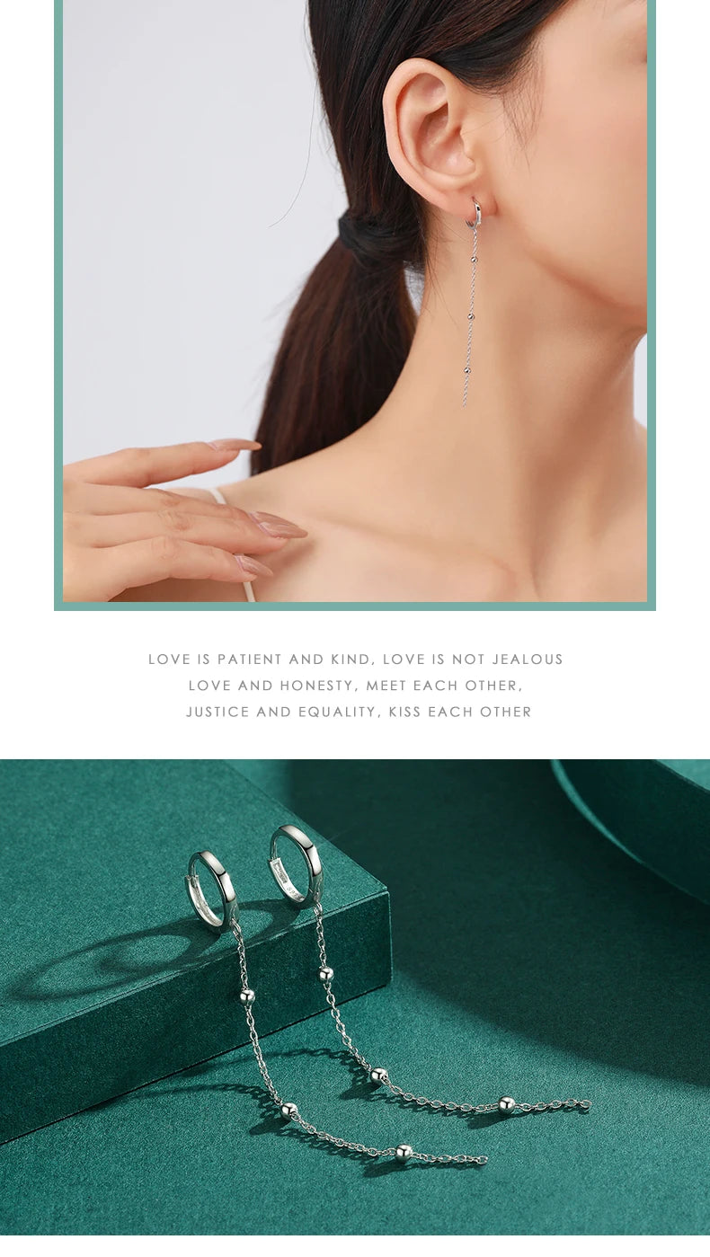 Modian Exquisite Mode Schwingende Lange Quasten Tropfen Ohrringe Echtes 925 Sterling Silber Charm Kette Hängende Ohrringe für Frauen Schmuck
