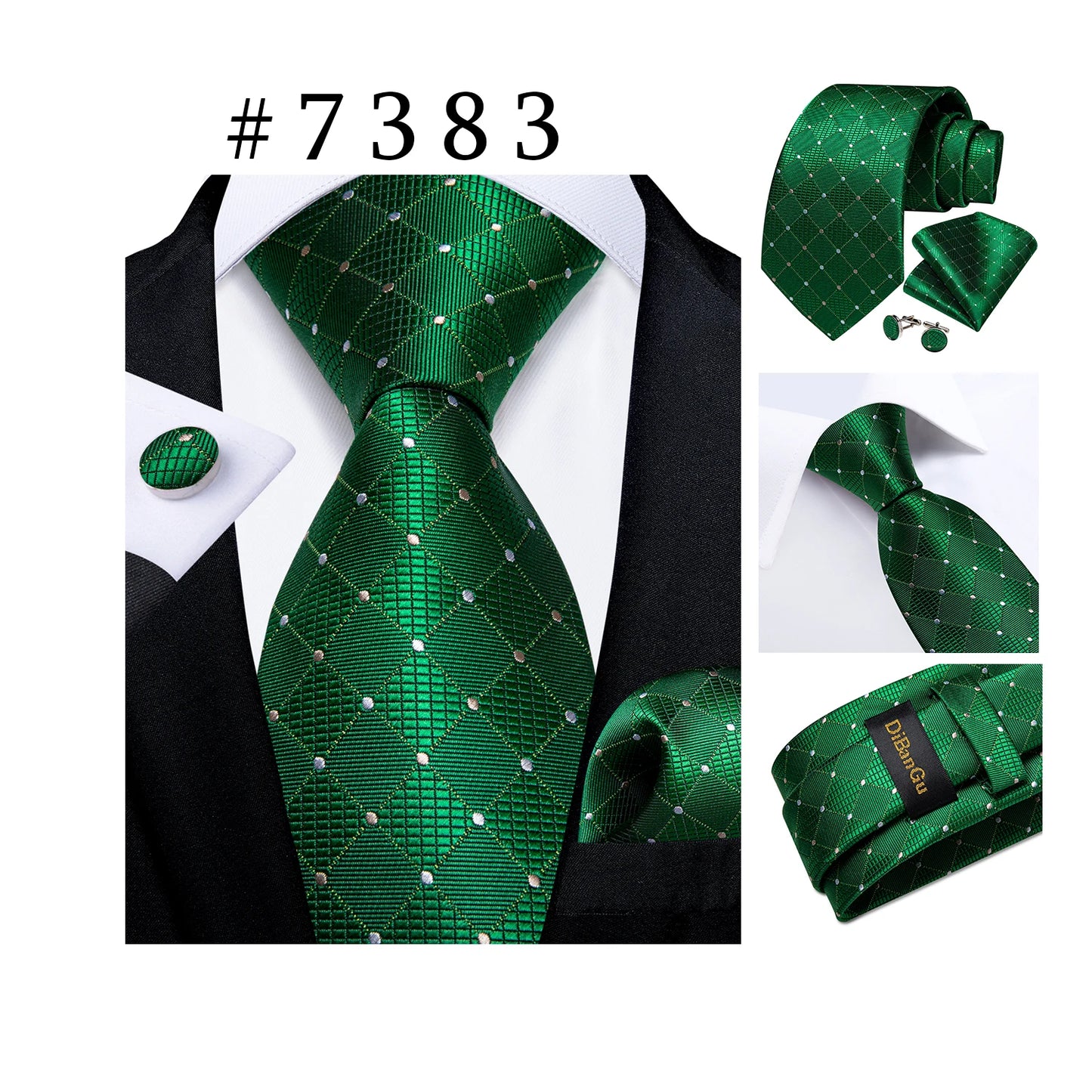 Purple Plaid Dot Men's Ties Pocket Square Cufflinks Business Wedding Accessoires Neck Tie Gift For Men Cravat Silk Tie DiBanGu
