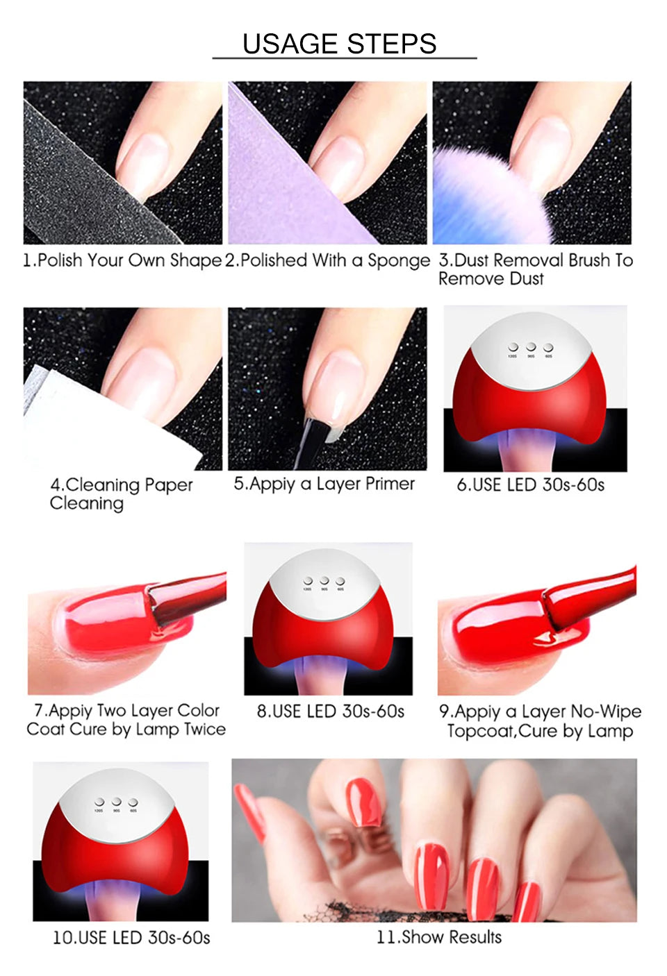 Manicures Set UV LED Lamp Dryer With 12/6 pcs Nail Set Gel Polish Kit Soak Off Manicure Tools Set electric Nail drill Nail Tools