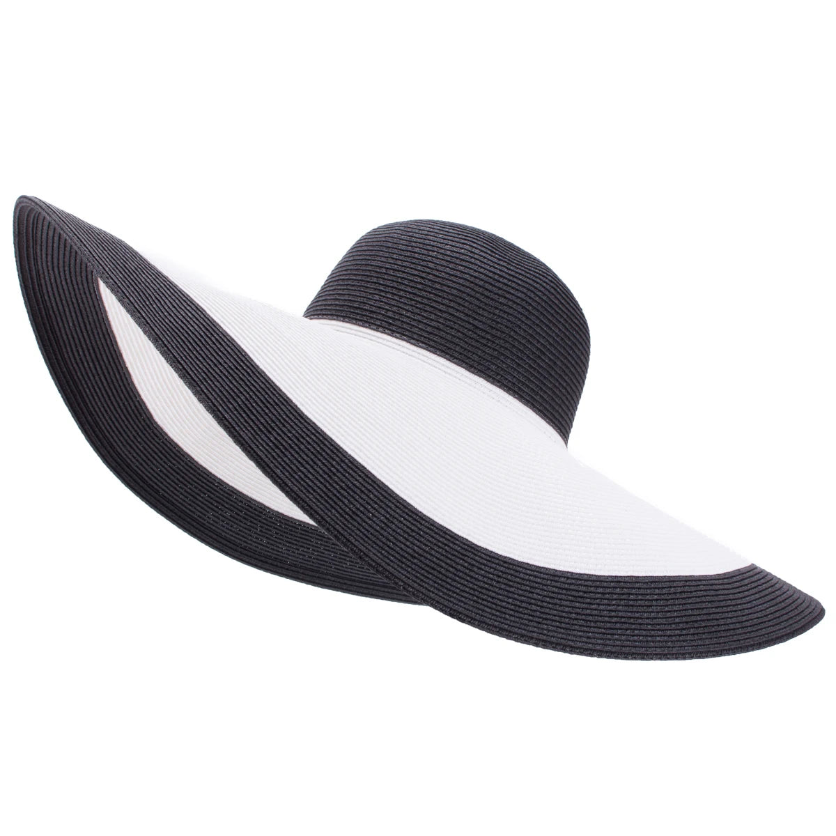 Lawliet 7.1''/18cm Faltbar Übergroß Riesig Breite Krempe Sonne Strand Stroh Hüte Hochzeit Damen Floppy Party Elegant A330