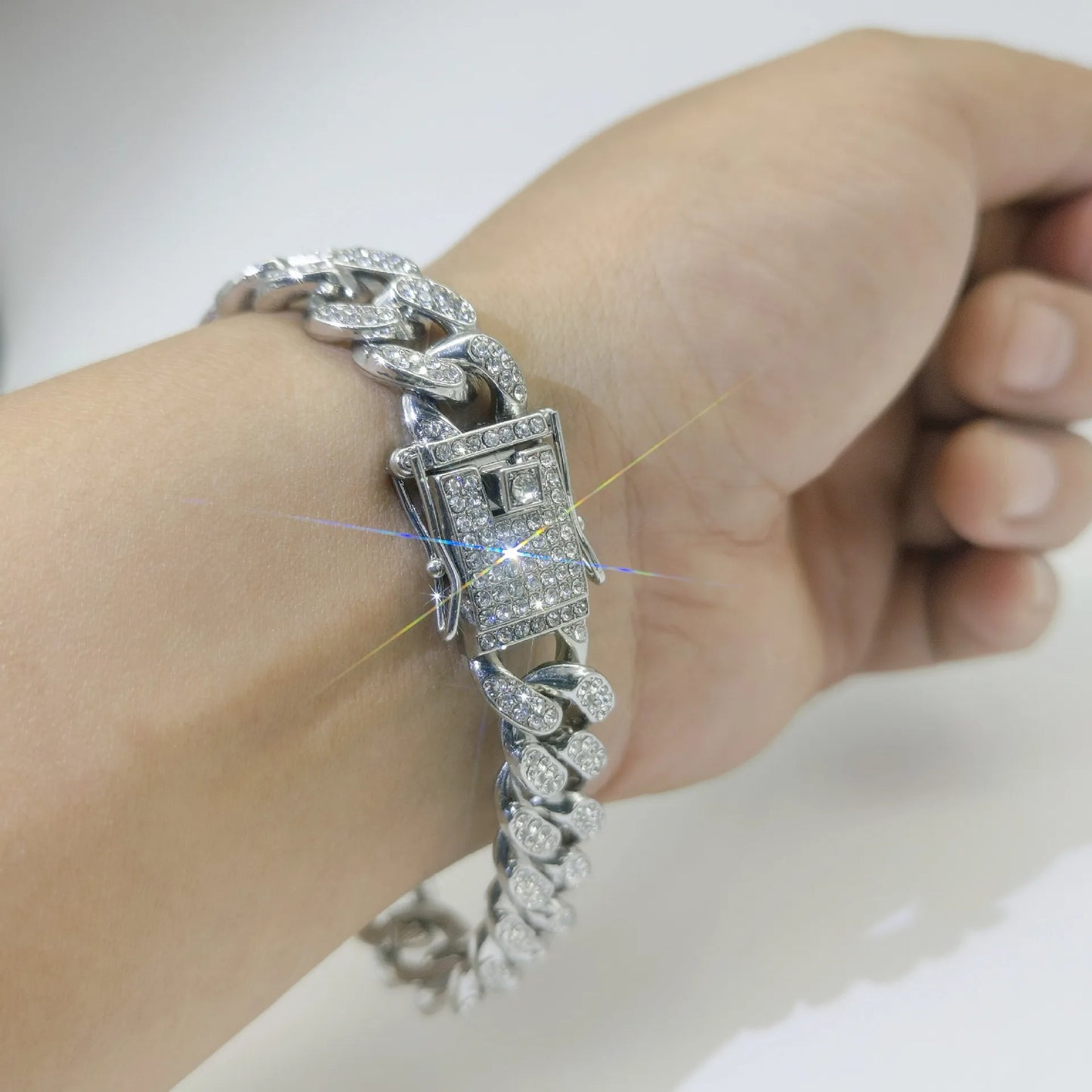 Luxus Mode Punk Strass Armband Für Frauen Männer Hiphop Cuban Link Armbänder Einfach Design Golden Silber Farbe Schmuck Geschenk
