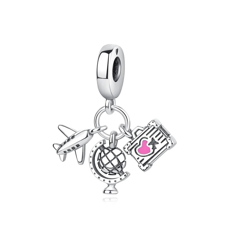 Originale 925 Sterling Silber Charms Liebe Reise London Bus Koffer Paris Perlen passen für Pan Armbänder Halsketten Frauen DIY Schmuck