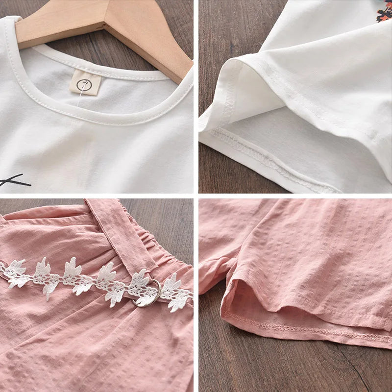 Bear Leader Neuer Sommer Casual Kinder Sets Chiffon Blumen Blau T-Shirt Hosen Mädchen Kleidung Sets Kinder Sommer Set für 3-7 Jahre