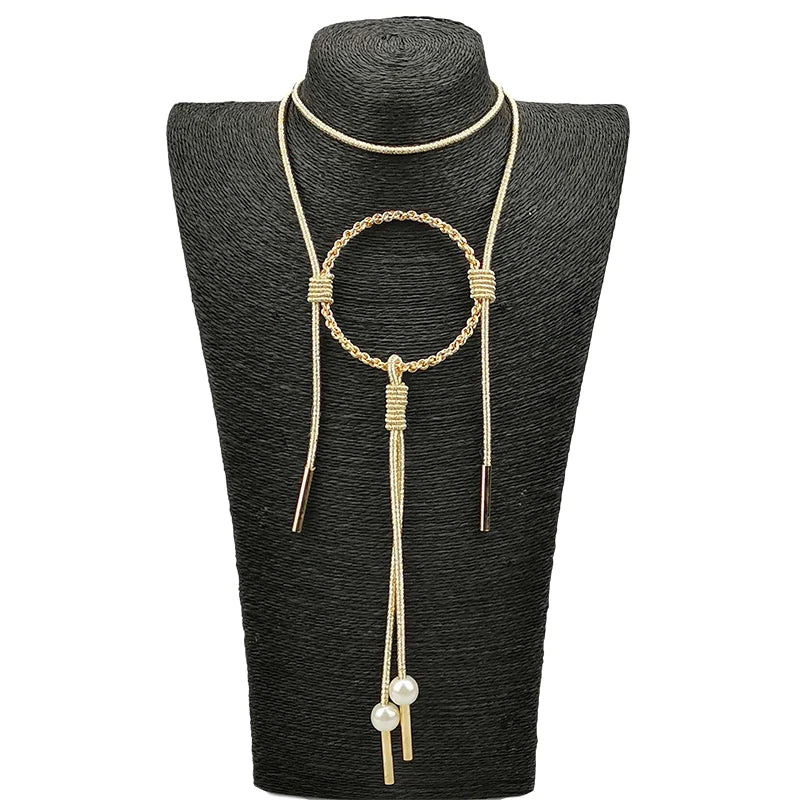 UKEBAY nou lung pandantiv coliere femei lux lucrat manual colier culoare aurie lanțuri perle accesorii declarație bijuterii en-gros