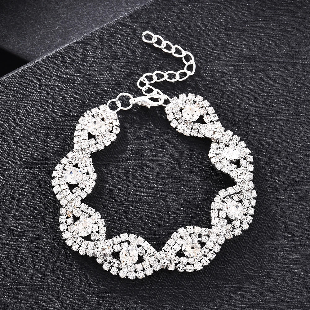 Elegant Deluxe Strass Kristall Armband Bangle Für Frauen Mode Charm Armbänder Trendy Schmuck Mädchen Geschenk