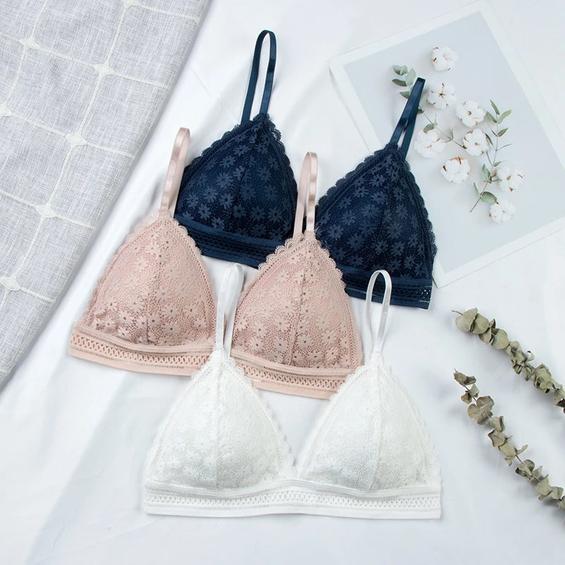 MIMICOO Damen BH 2025 - Elegante Spitzen-Bralette Push-Up bügellos mit herausnehmbaren Pads