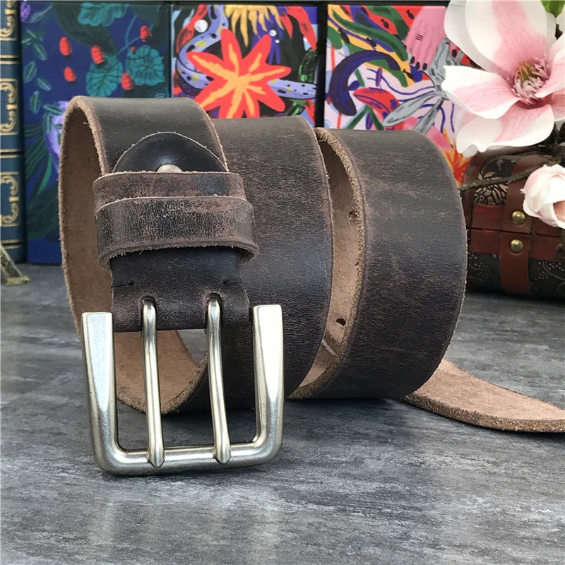 Herren Ledergürtel 2025 - Super Wide 4.2CM Luxury Thick Genuine Leather Double Buckle