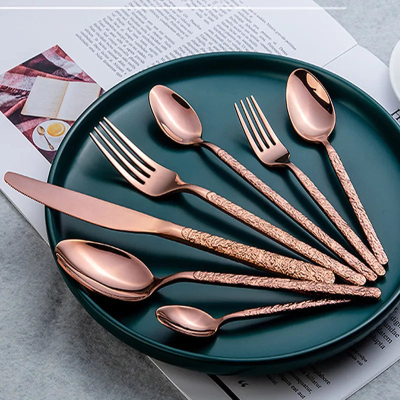 Stainless steel Western Cutlery set Knife Fork Spoon Dinner Set Dessert Dinnerware Western Steak Knife Tableware Spoon Fork