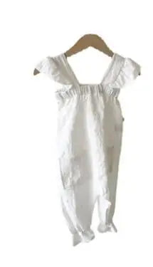 Vintage Ruffles Lace Girls Bodysuit Summer Linen Cotton Sleeveless Romper for Girls Clothes Toddler Girls Clothing Children Set
