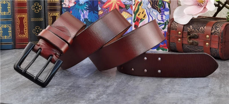 Herren Ledergürtel 2025 - Super Wide 4.2CM Luxury Thick Genuine Leather Double Buckle