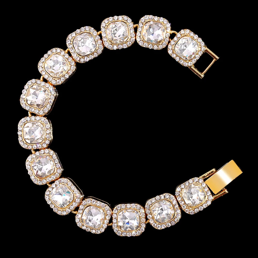Luxus Voll Strass Große Tennis Kette Armbänder 2025 - Frauen Männer Fashion Bling - Iced Out Quadrat Kristall Armband Hand Schmuck Premium