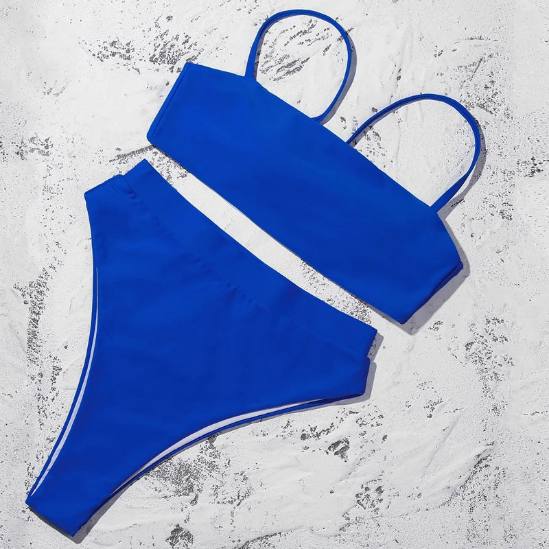 ZTVitality Elegant Bikinis 2025: Solid Verbesserte Unterstützung Wire-Free Design Street Style - Hot Sale Gepolstert BH Träger High Waist Schnallen-Verschluss 10 Farben