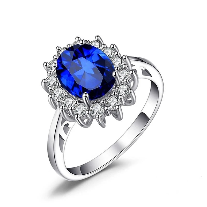 Carofeez Luxury Blue/Whtie Zircon Femei Inele Drăguț Flori Inel Pentru Femei Bijuterii Moda Accesorii Nuntă Declarație Cadou Fată