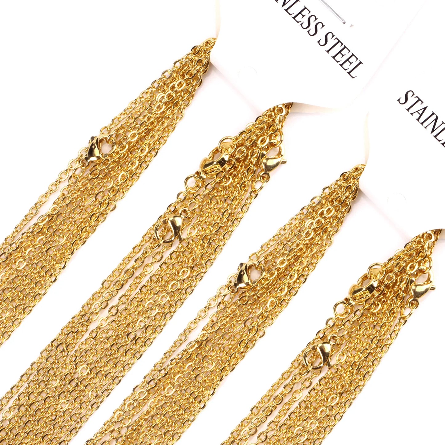 Edelstahl Halsketten 2025 - LUXUSTEEL 10Pcs/Lot 2mm/1mm O-Form Rolo-Link Cuban DIY Jewelry