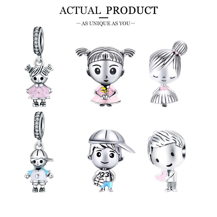WOSTU 925 Sterling Silver Women Boy Girls Pet Camera Bee Charm Coffee Ladybug Beads Fit DIY Original Bracelet Pendants Jewelry