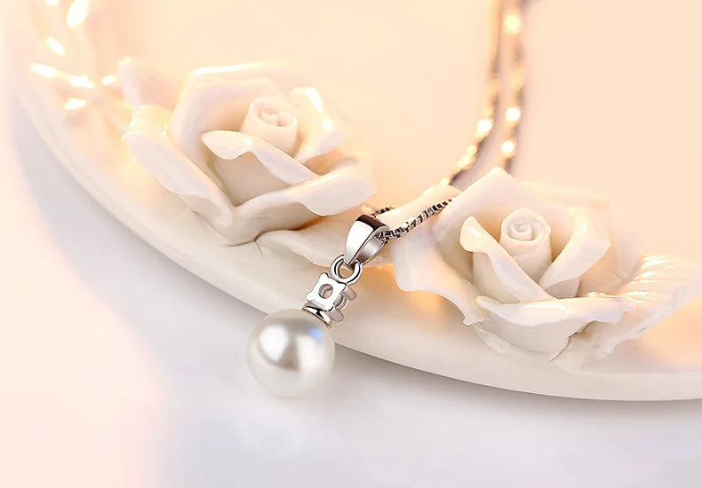 Colier Robbie cu pandantiv din cristal 925 - perlă zirconiu 45 cm